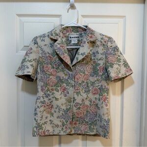 Vintage Joan Leslie Floral Print Short-Sleeve Blazer